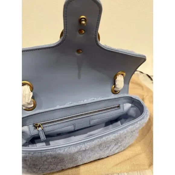 Gucci Marmont Shearling Fur GG Logo Jackie Ophidia Chain Blondie Shoulder Bag - Picture 8 of 9